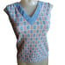 Women's Small Vintage 70's Sleeveless V-Neck Knit Top Colorful Checkered Pattern