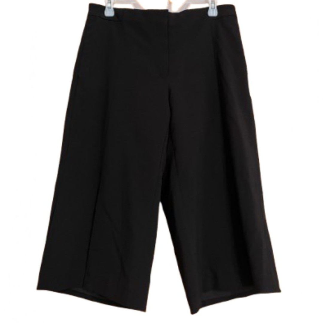 WHBM Women’s Black Signature Collection Wide Leg Crop Pants Sz-10