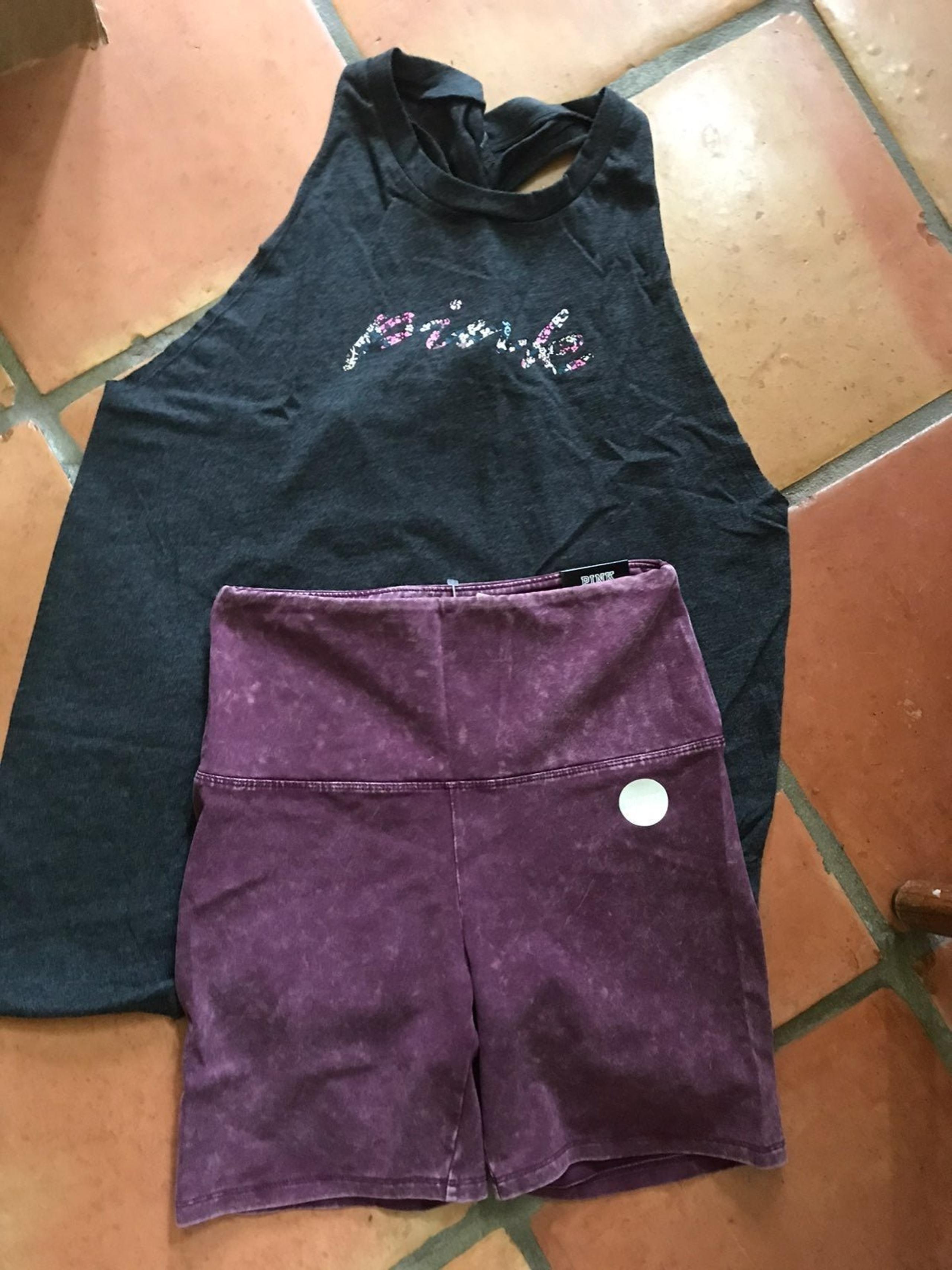 Vs pink twist tank cotton bike shorts lg