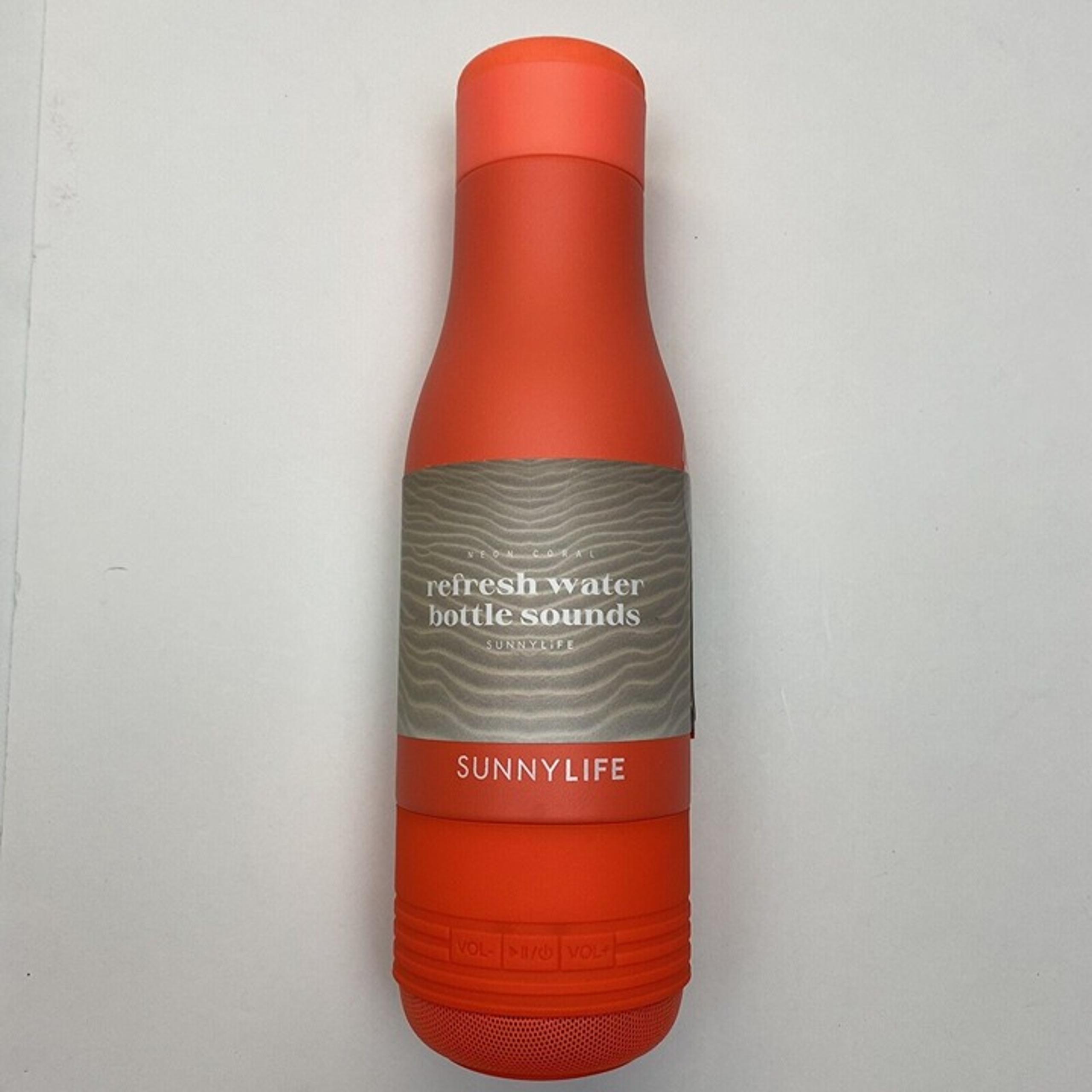 Sunnylife Refresh Water Bottle Sounds Water Bottle Bluetooth Speaker Neon Coral