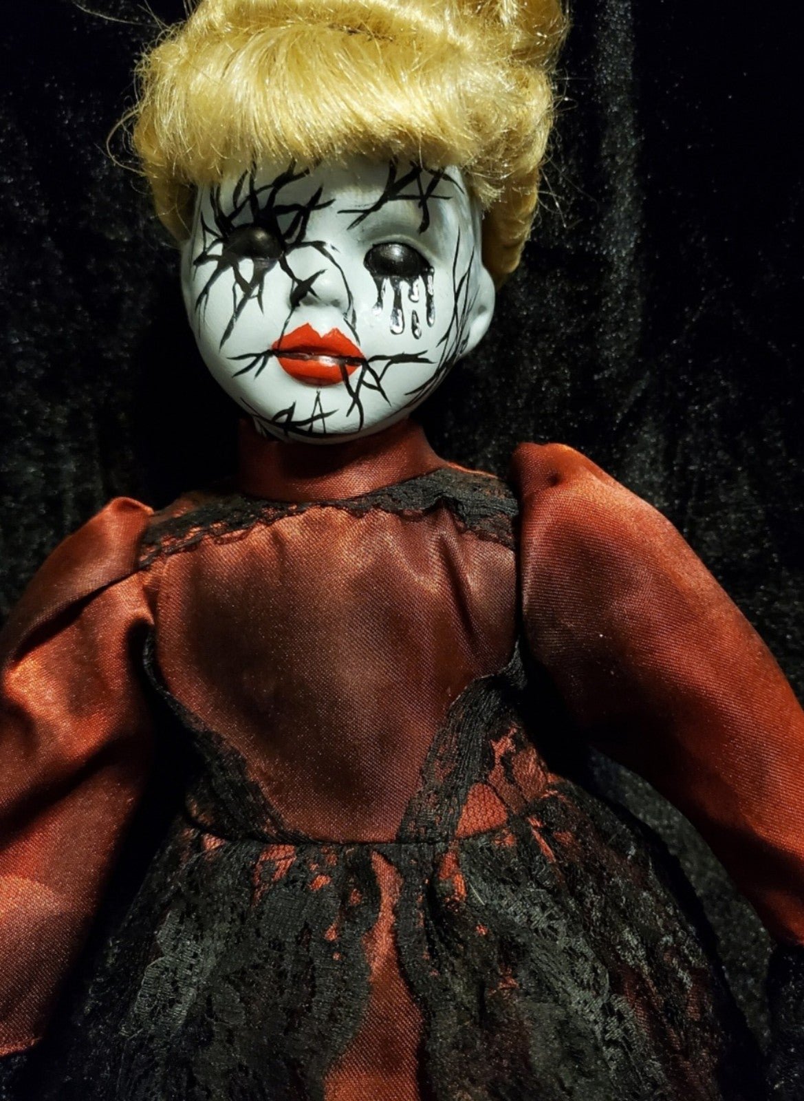 Creepy Porcelain Doll Repaint. Hand Painted. OOAK.