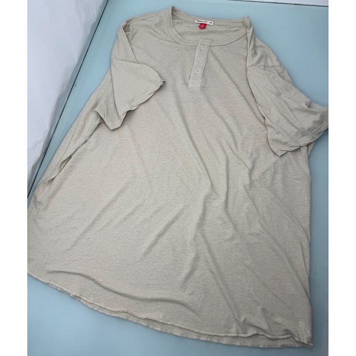Marine Layer Men Henley Shirt Hemp Cotton Blend Beige Lightweight XXL 2XL