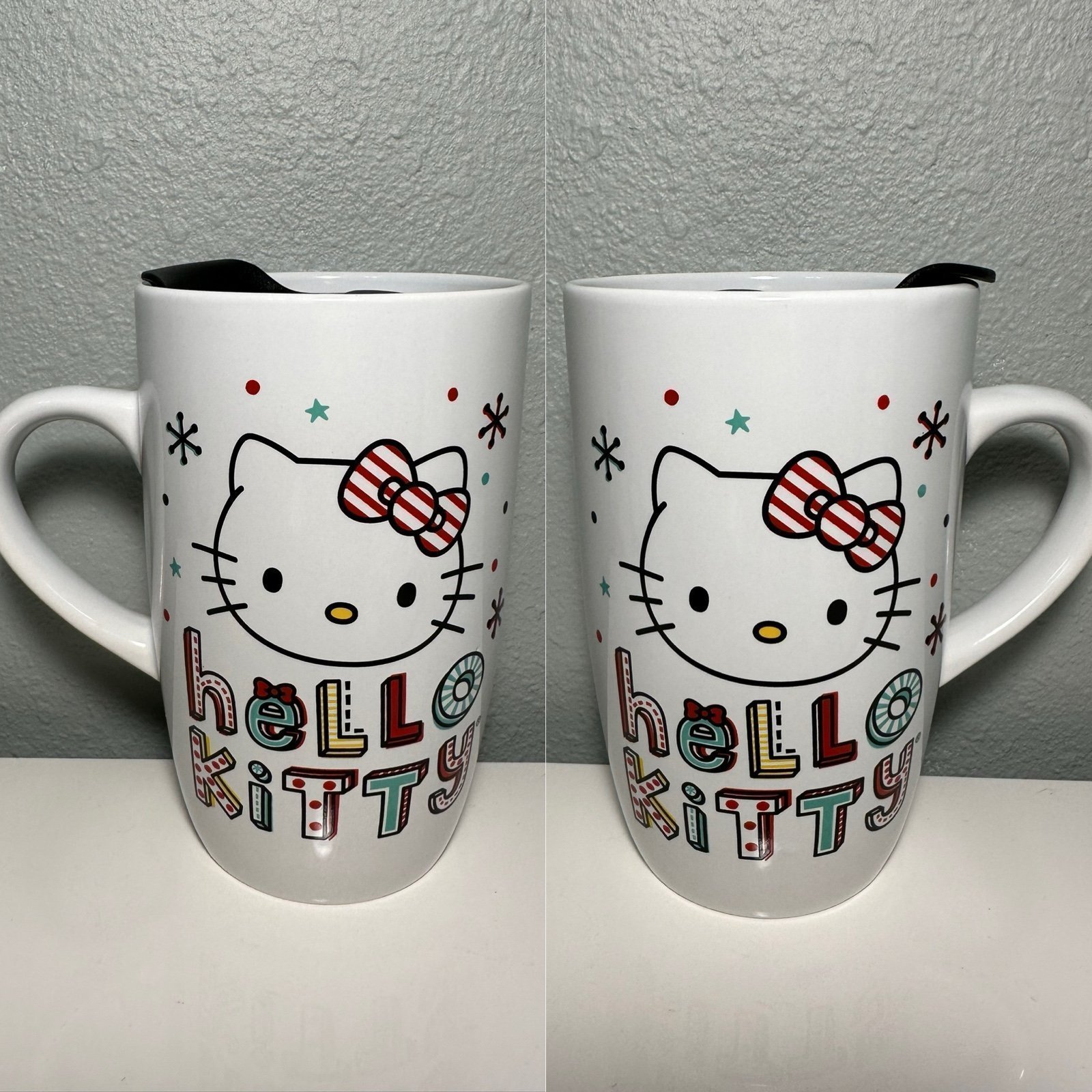 Hello Kitty Christmas Ceramic Mugs with Lid Bundle (2)