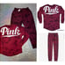 VS PINK NWT tie dye red purple wash jogger campus pants crewneck shirt logo