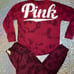VS PINK NWT tie dye red purple wash jogger campus pants crewneck shirt logo