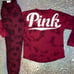 VS PINK NWT tie dye red purple wash jogger campus pants crewneck shirt logo
