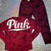 VS PINK NWT tie dye red purple wash jogger campus pants crewneck shirt logo