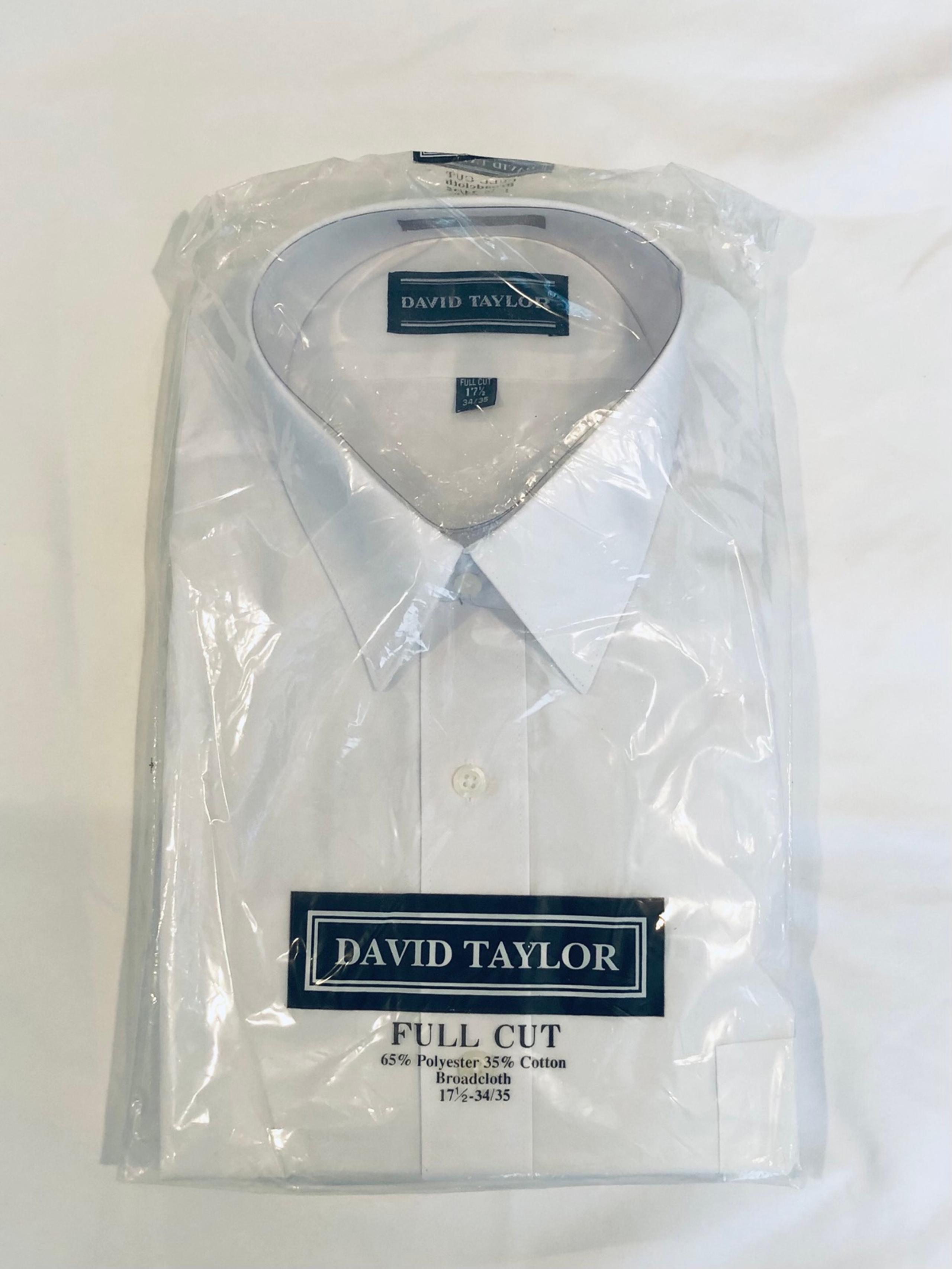 David Taylor Mens Dress Shirt White Size 17 1/2 -34/35 Full Cut