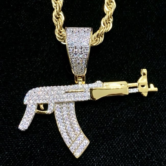 PENDANT 18K GOLD FULL DIAMONDS CZ NECKLACE MADE ITALY!