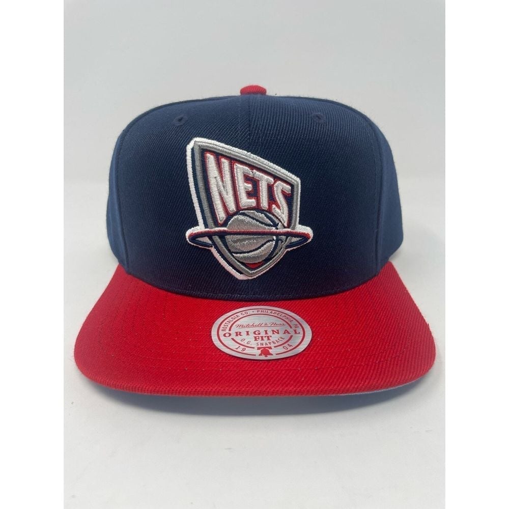 New Jersey Nets Snapback Hat Brooklyn Mitchell & Ness x Lids 2Tone Navy Red NEW
