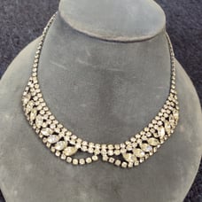 Vintage art deco Crystal and rhinestone choker collar necklace