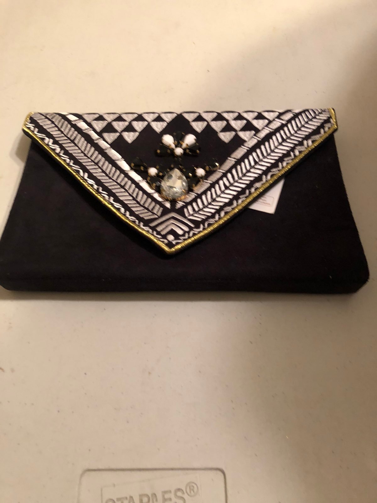 Shiraleah Chicago BARBADOS Clutch Purse Bag Natural w/ Black Fringed Trim NWT Shiraleah Chicago BARBADOS Clutch Purse Bag Natural w/ Black Fringed Trim NWT