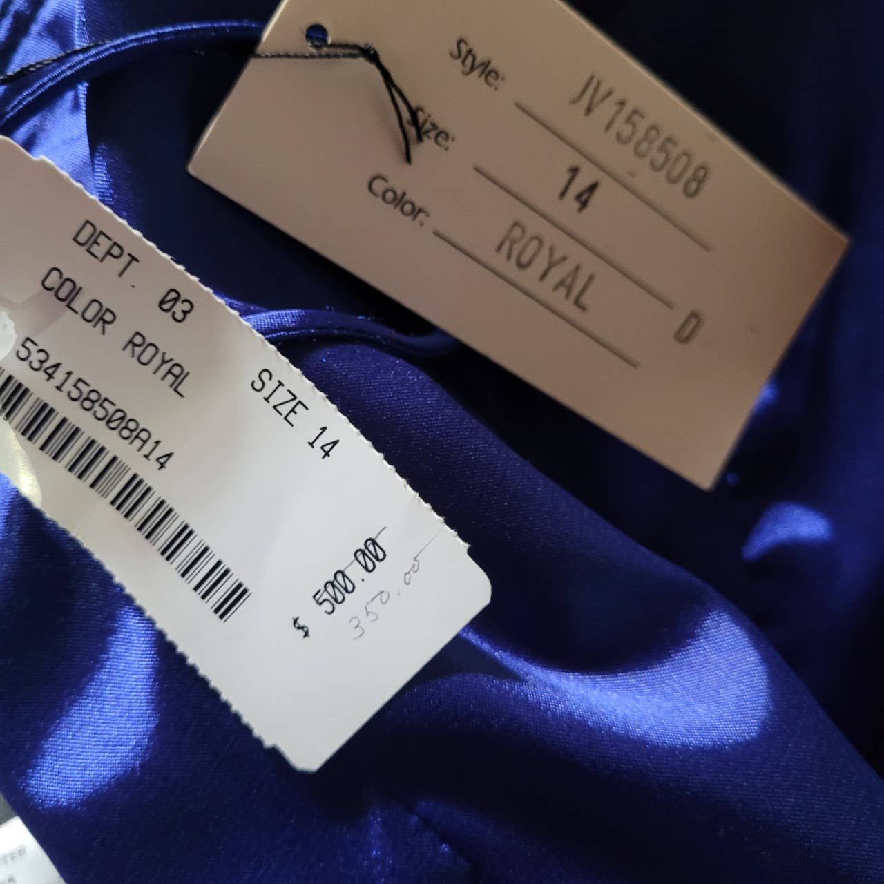 Jovani Royal Blue Maxi Cocktail Dress Size shops 14 New with Tags Retail