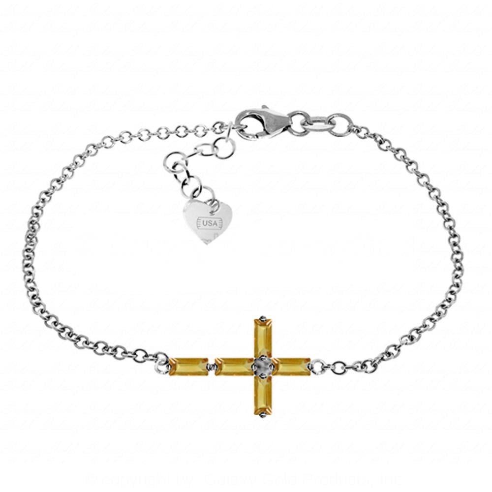 SOLID GOLD CROSS BRACELET WITH NATURAL CITRINES
