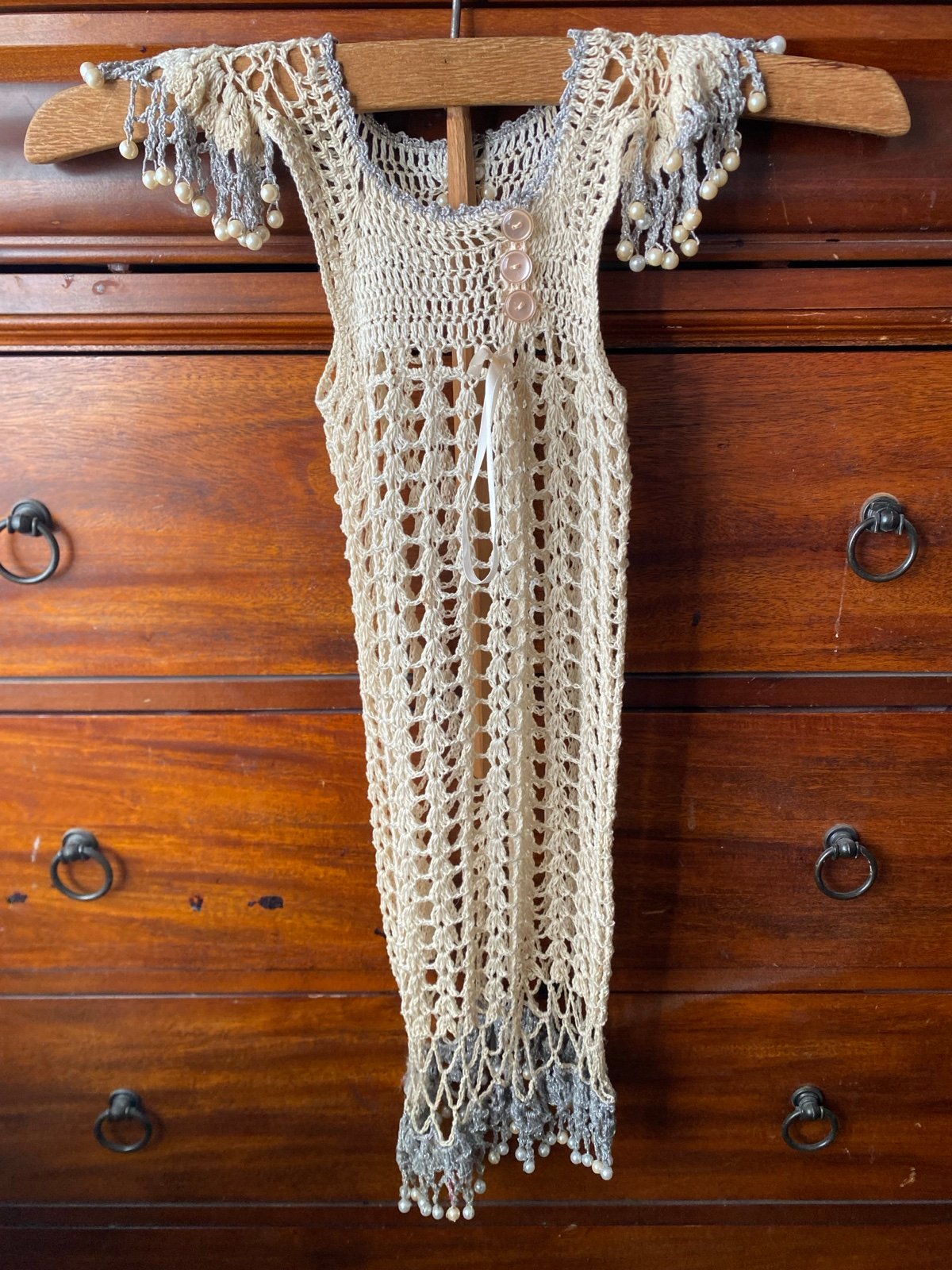 Antique Crochet, Beaded Childs Dress