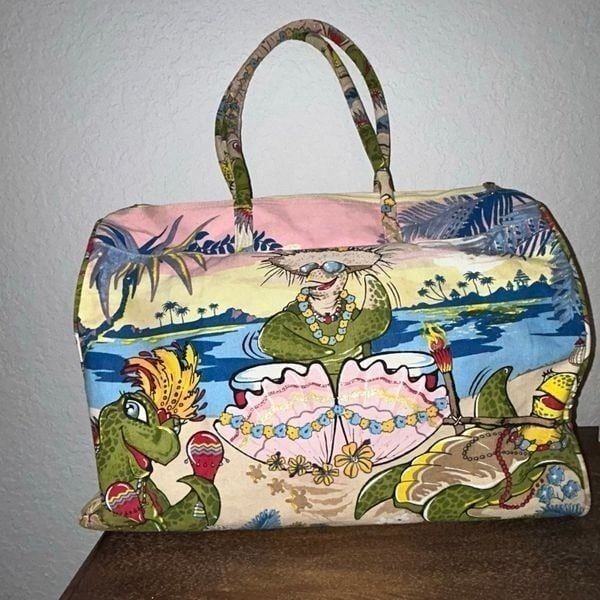 Vintage Cappelli Sequins Embellished Turtle Travel Weekender Carry On Statement