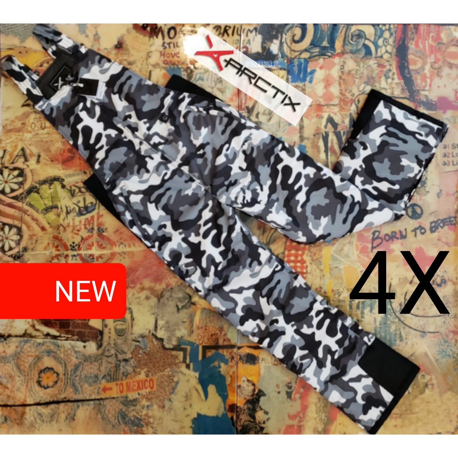 120 New 5K Waterproof Mens Black Camo Insulated Snowboard Bib / Ski Bib!! 4XL