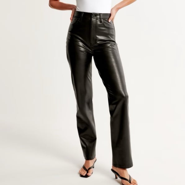 NEW Abercrombie & Fitch Vegan Leather 90s Straight Pant