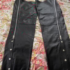 WILSON LEATHER pant chaps size Large, adjustable waist band with buckle and tie,