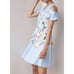 NWOT Ted Baker London Effrae Harmony Cold Shoulder Blue Floral Dress Size 4