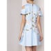 NWOT Ted Baker London Effrae Harmony Cold Shoulder Blue Floral Dress Size 4