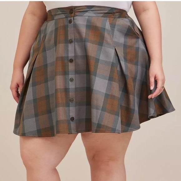 Torrid Outlander Collection Plaid Button-Front Skirt