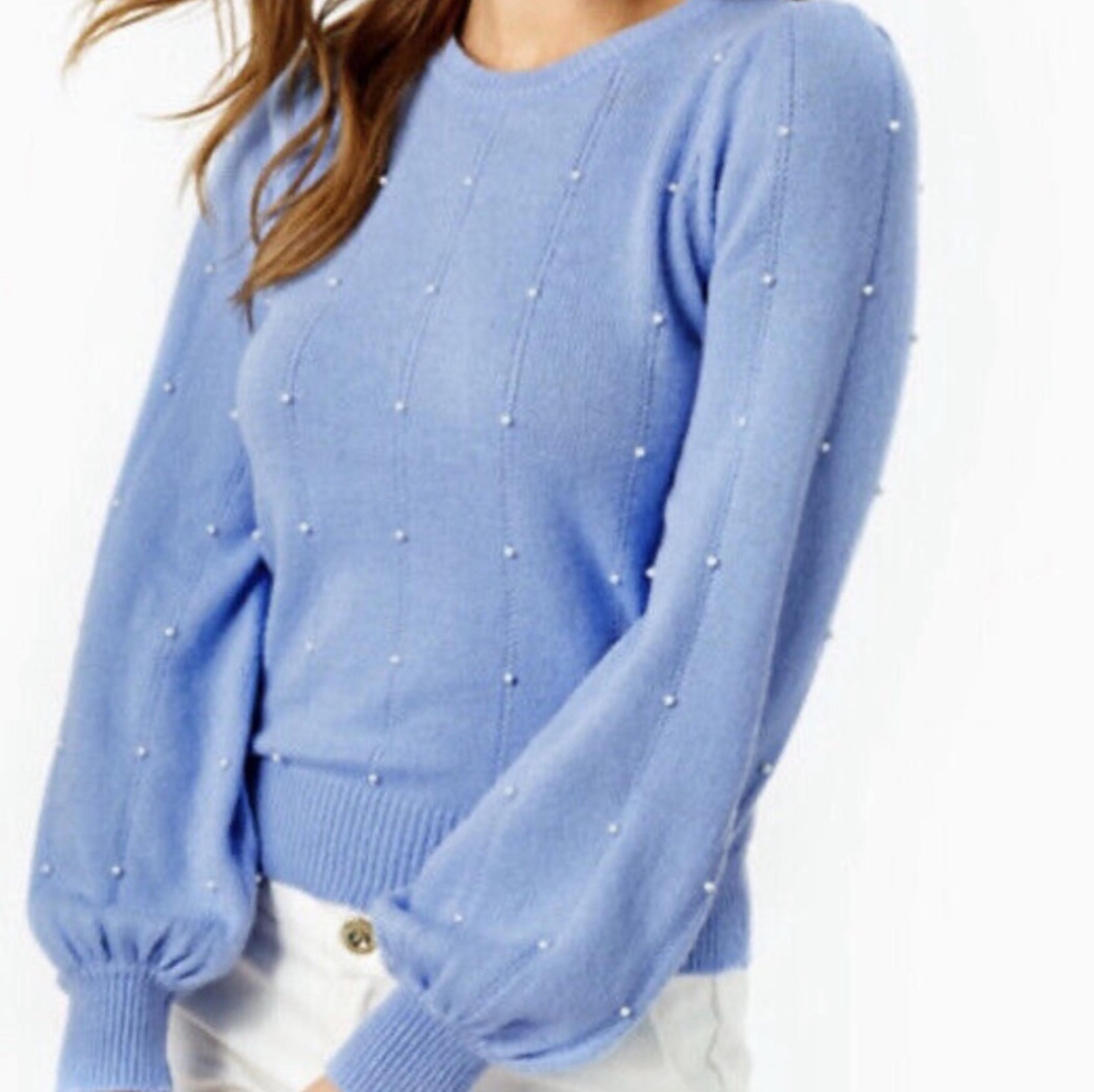 Lilly Pulitzer Geraldine Sweater LRG Pearl Blouson Sleeve BNWOT/cheap Shipping
