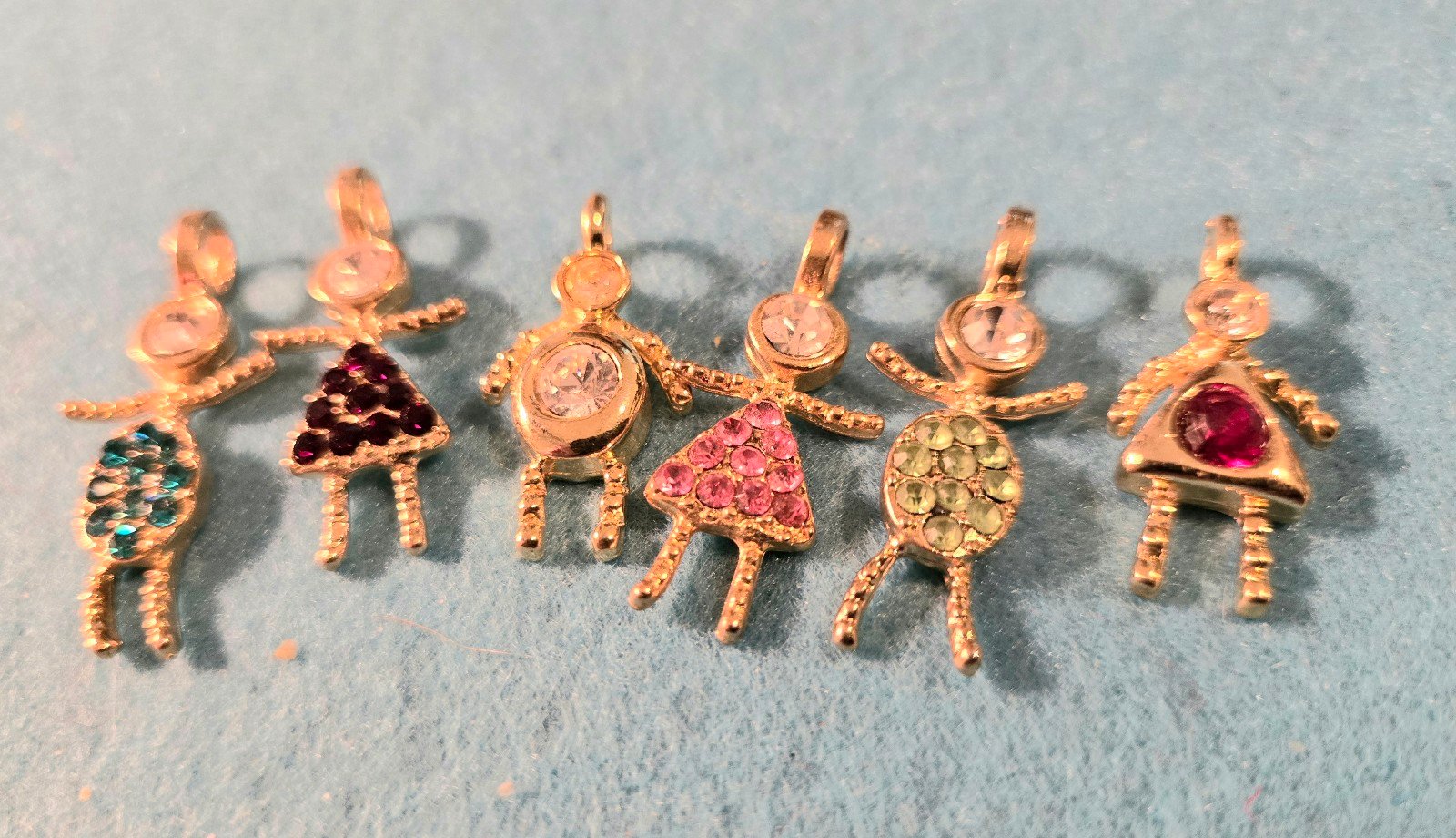 6 VINTAGE CHILDREN CRYSTAL CHARMS