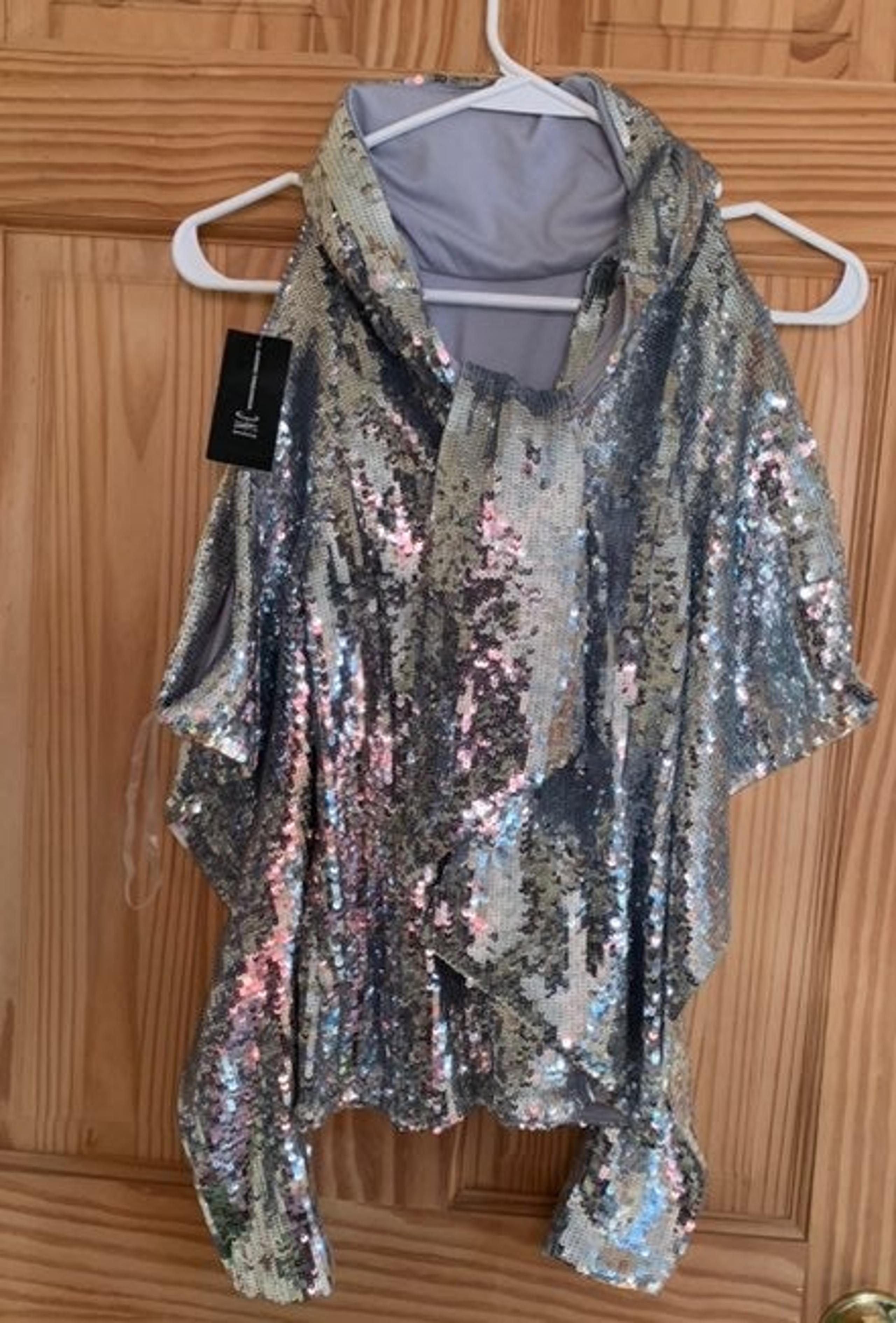 inc international concepts Silver Sequins Cutout Off Sholder Women's Us XS Tops