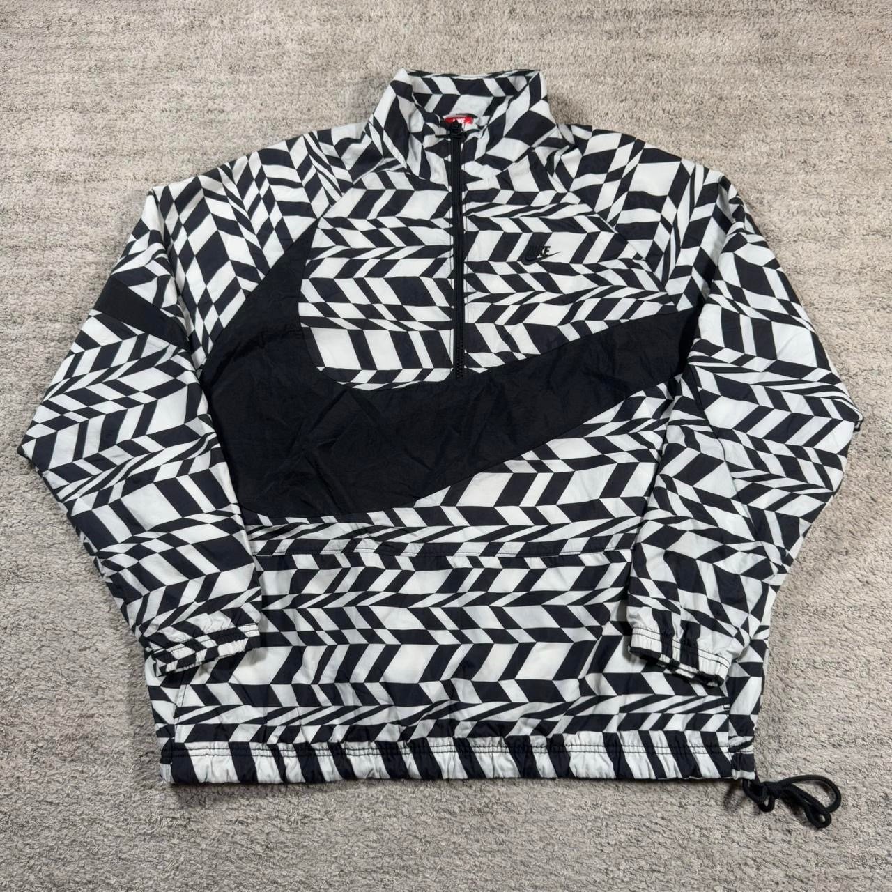 Rare Nike AOP Big Swoosh Half Zip Woven Jacket size XL AO0862-100 Anorak 1/2