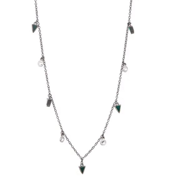 FREIDA ROTHMAN Industrial Finish Charm Necklace In Silver And Black