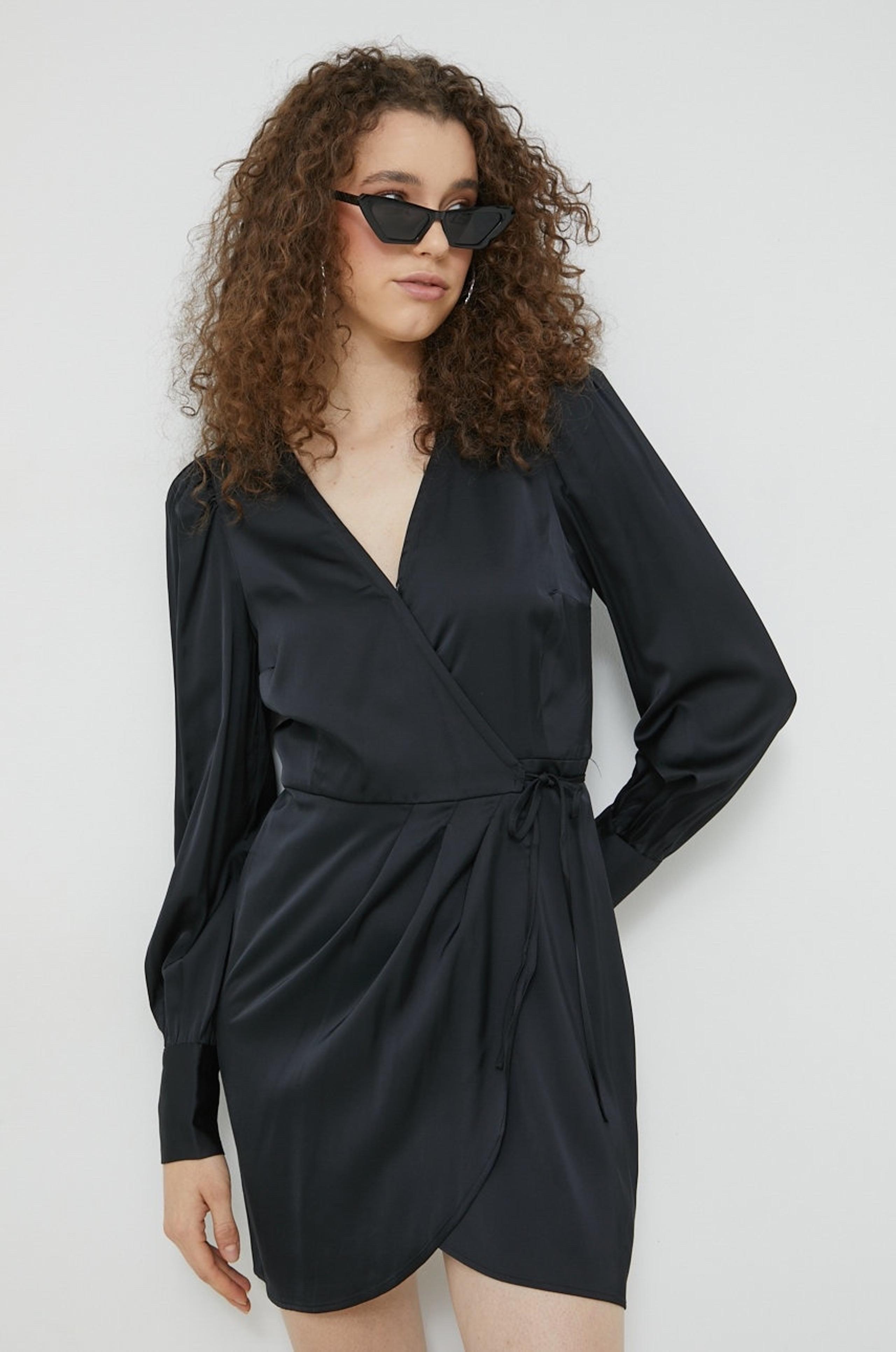 NWT Abercrombie & Fitch Long Sleeve Satin Drapey Shirt Dress