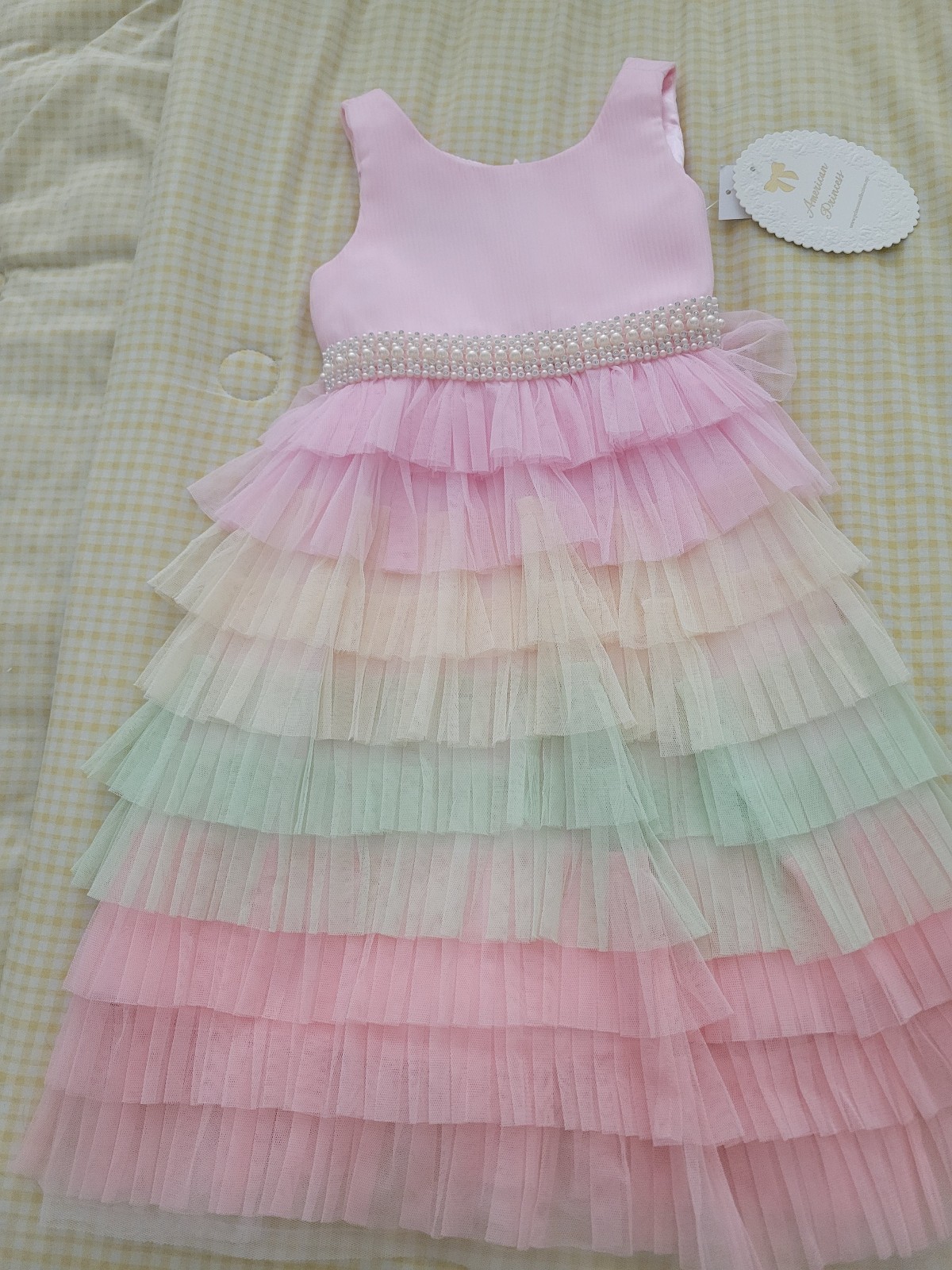 NWT American Princess Girls Sleeveless Pastel 8-Layered Ruffle Dress