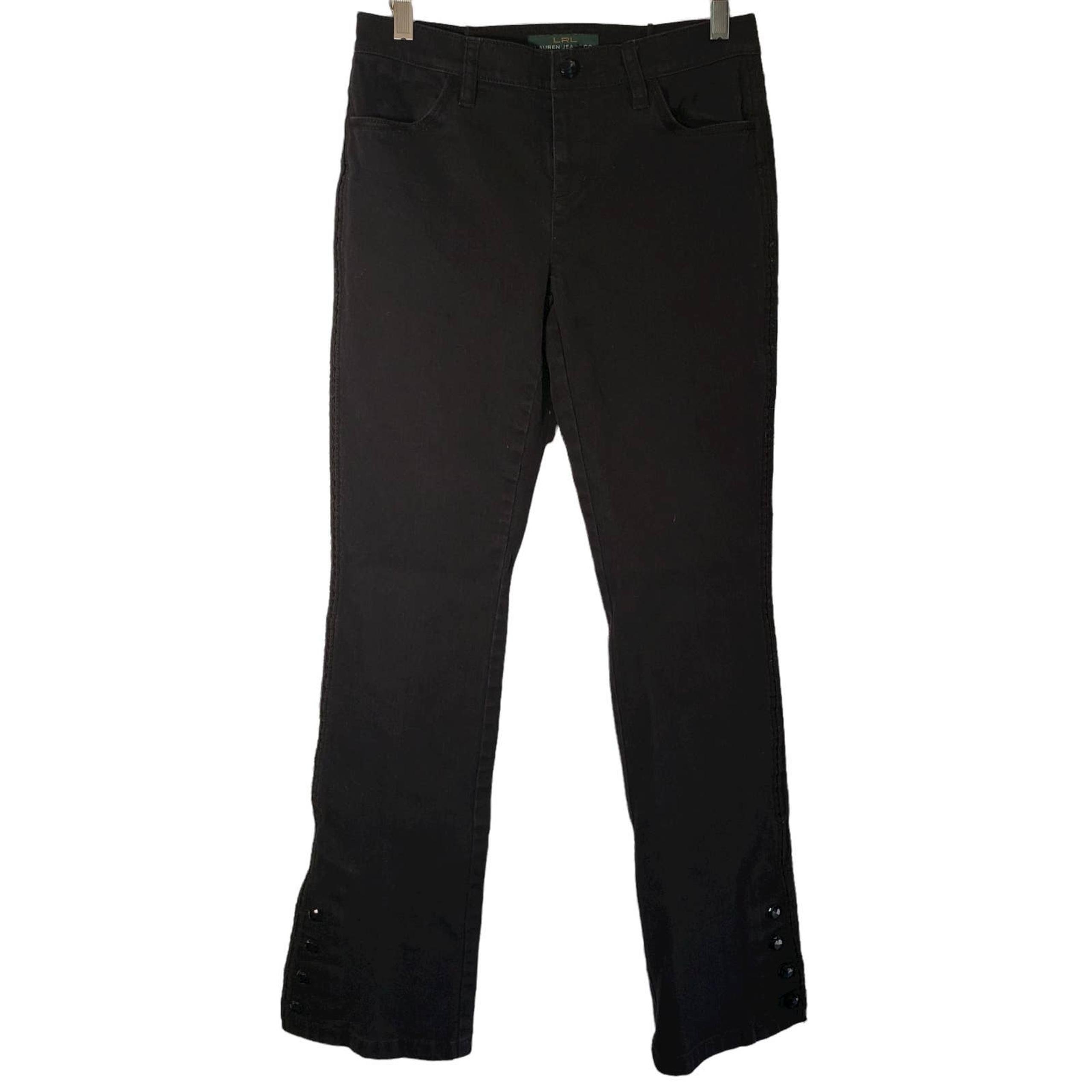 Lauren Ralph Lauren Skinny Flare Bottoms Embroidered Buttons Women's Size 4