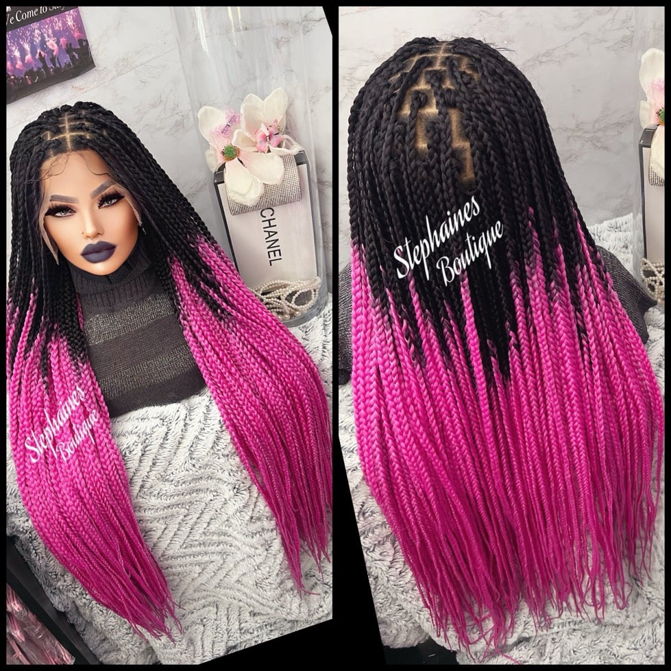 Human Hair Blended Braided Full Lace Front Wig