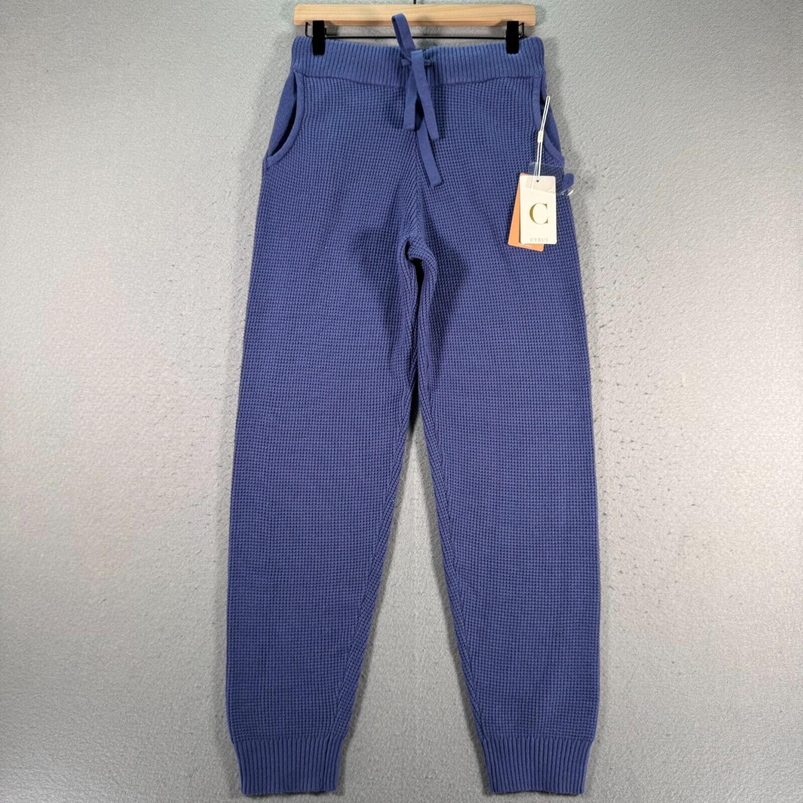 Cyrus Thermal Knit Sweatpants Jogger Womens Small Marlin Blue Soft Tapered Leg