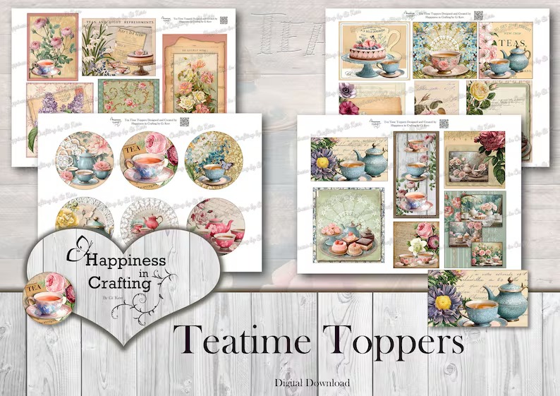 Teatime Toppers - Instant Digital Download, Printable, Digital Kit for Junk