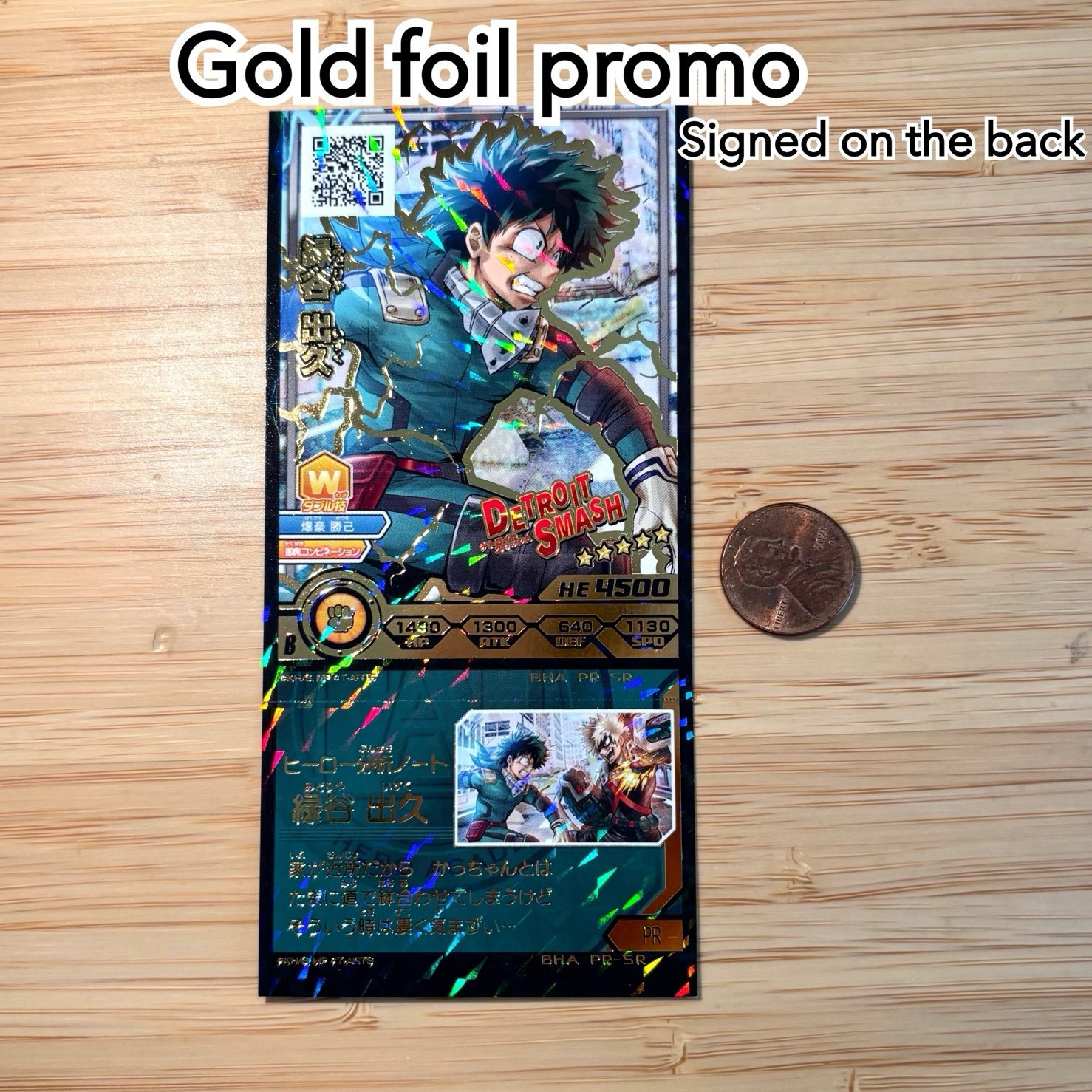 Super rare GOLD FOIL SIGNED PROMO my hero academia sparkly bookmark card
