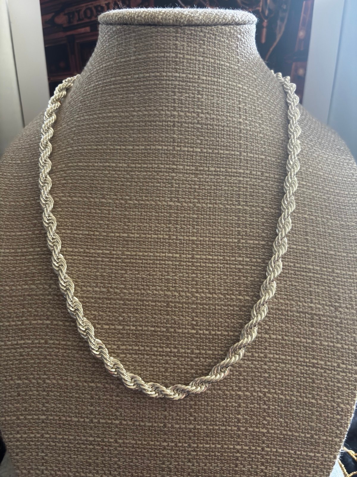 23” Silver Twisted Rope Chain