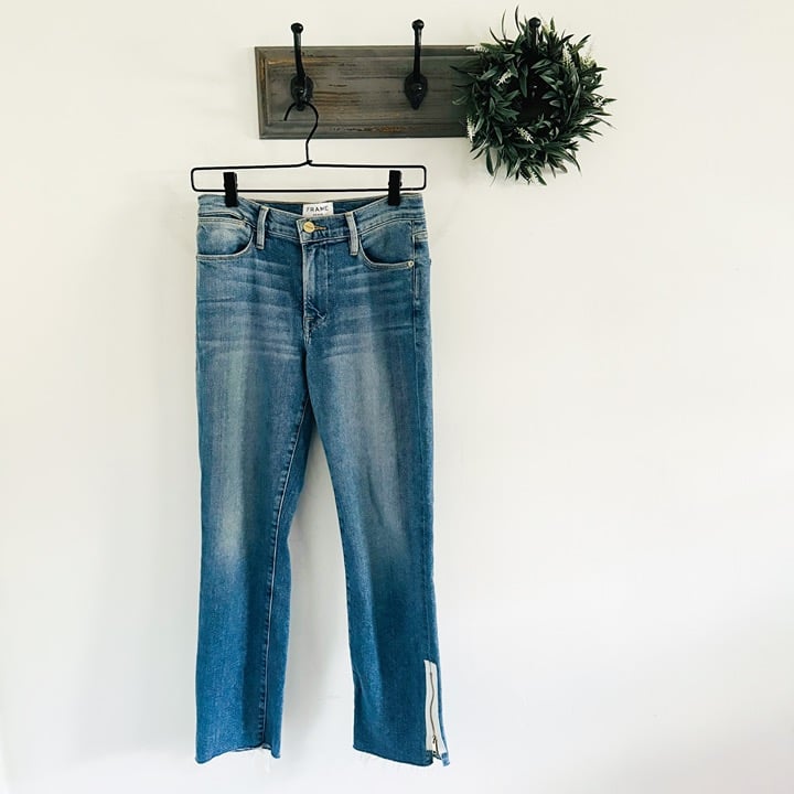 Frame Le High Straight Zipper Hem Jeans 27