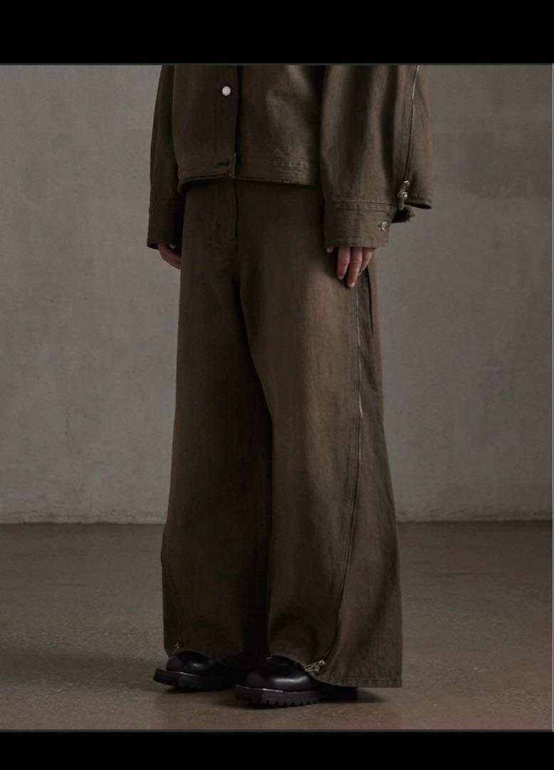 『2年保証』 GRANCY】Zip Brown Pants Denim Baggy Design パンツ