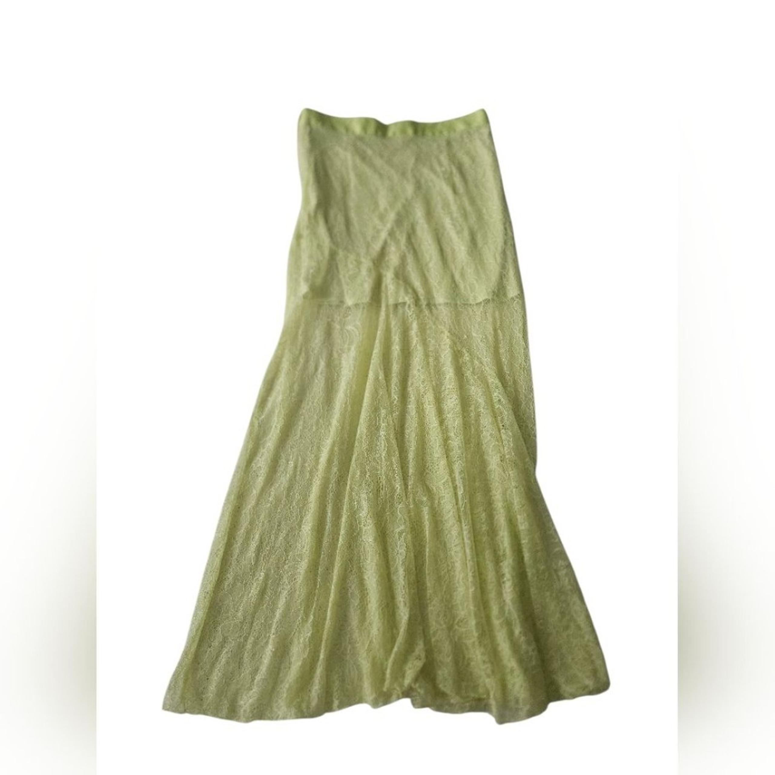 VICTORIA'S SECRET Green Lace Sheer Overlay Maxi Skirt | SZ 8