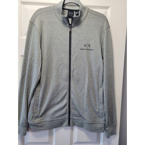 Armani Exchange Gray long sleeve Jacket Size Large Nwot zip-up Jacket logo front