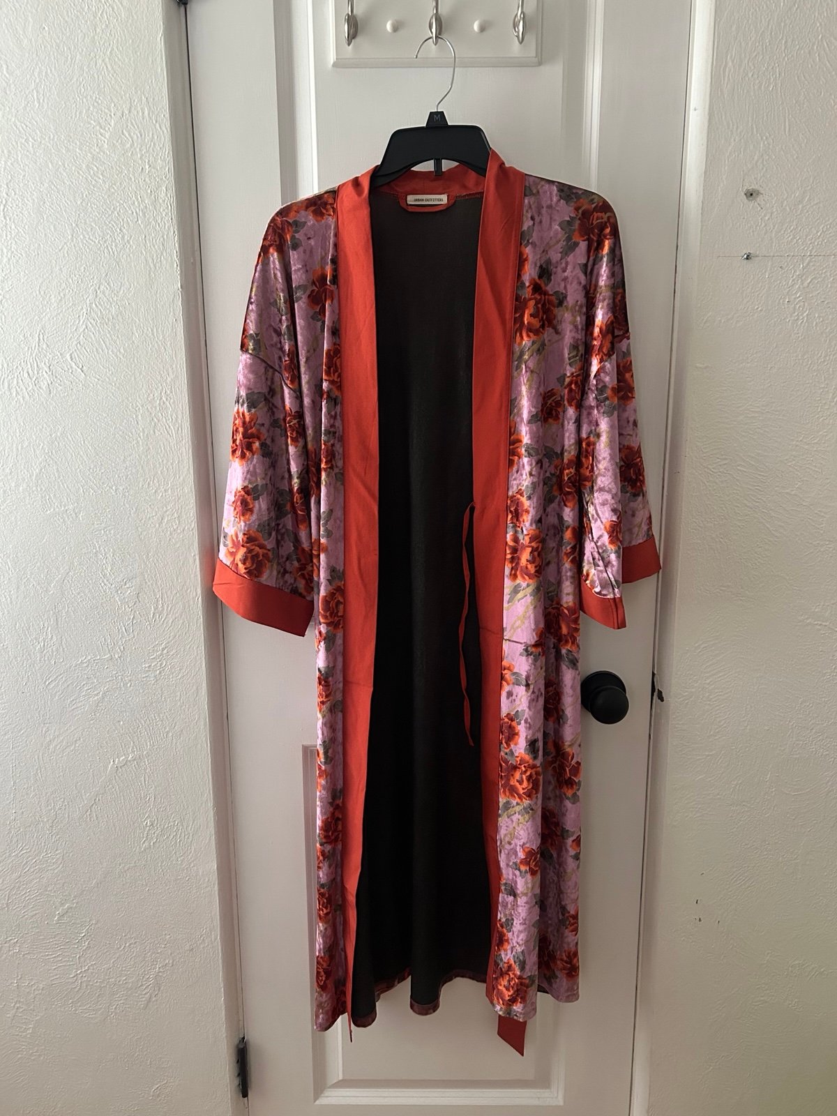 Urban Outfitters Velveteen Silk Floral Kimono Robe