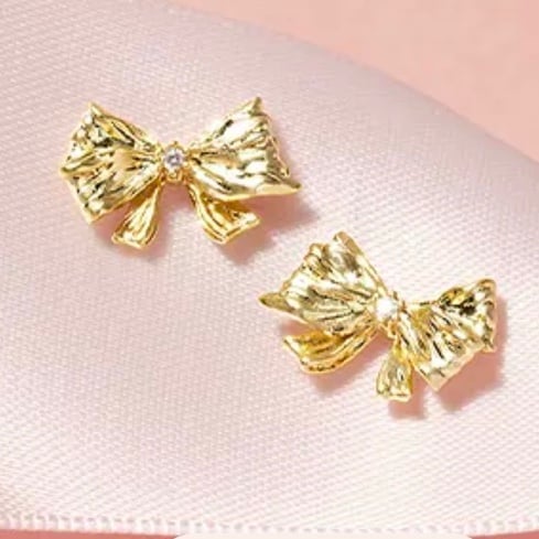 NEW Kendra Scott Loveshackfancy Gold Bow Stud Earrings