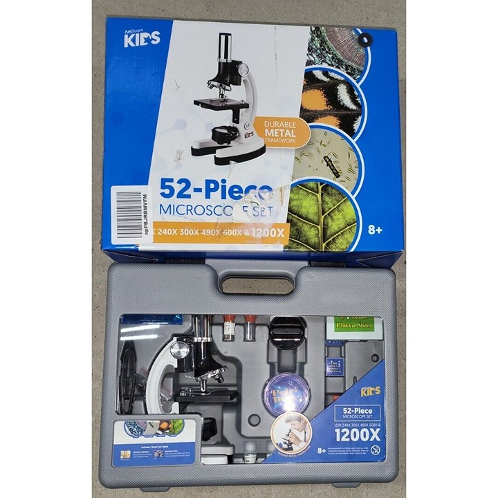 Amscope Kids 52-Piece Microscope Set Up to 1200x Magnification