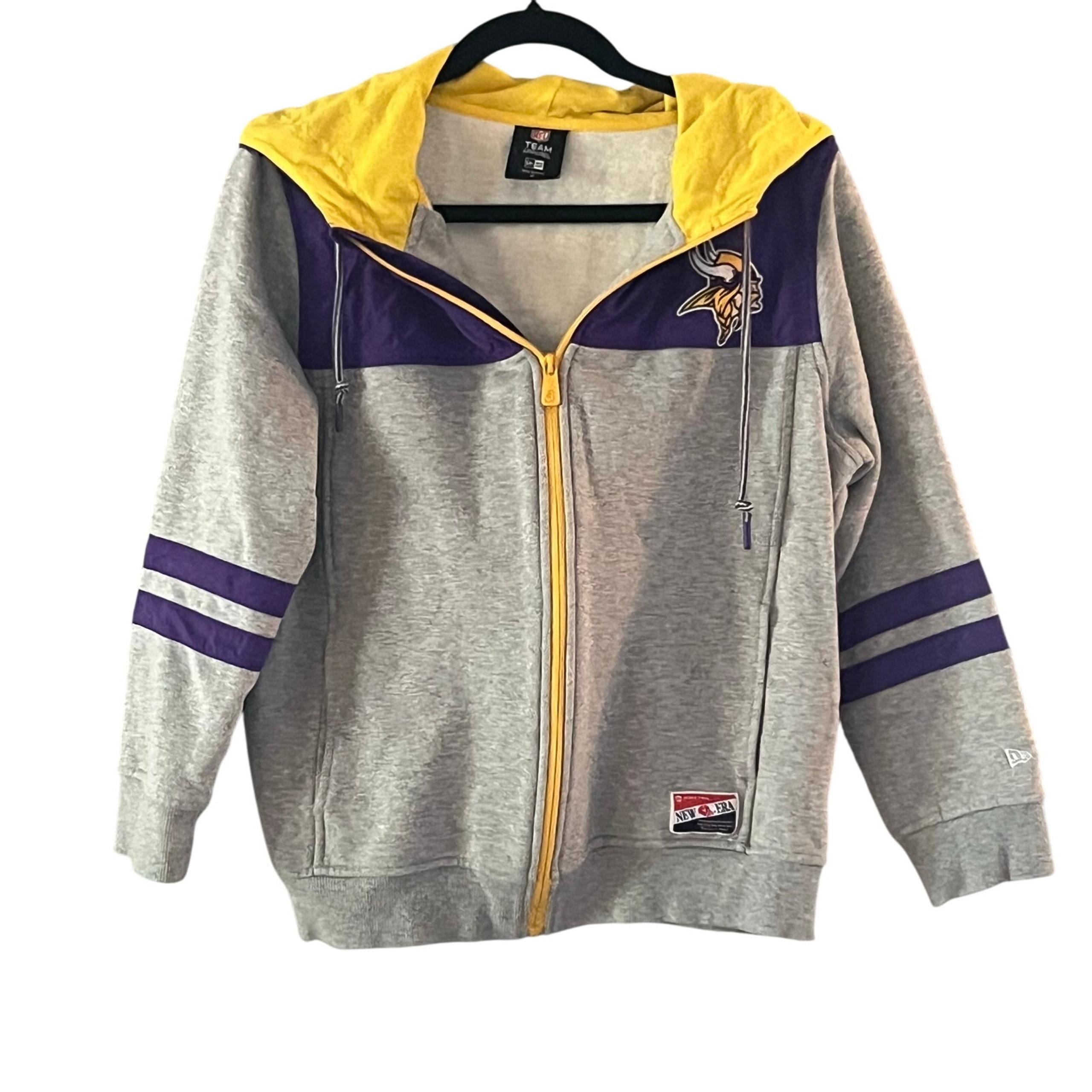 NFL Minnesota Vikings New Era Full Zip Hoodie Women’s Medium Gray Purple Gold