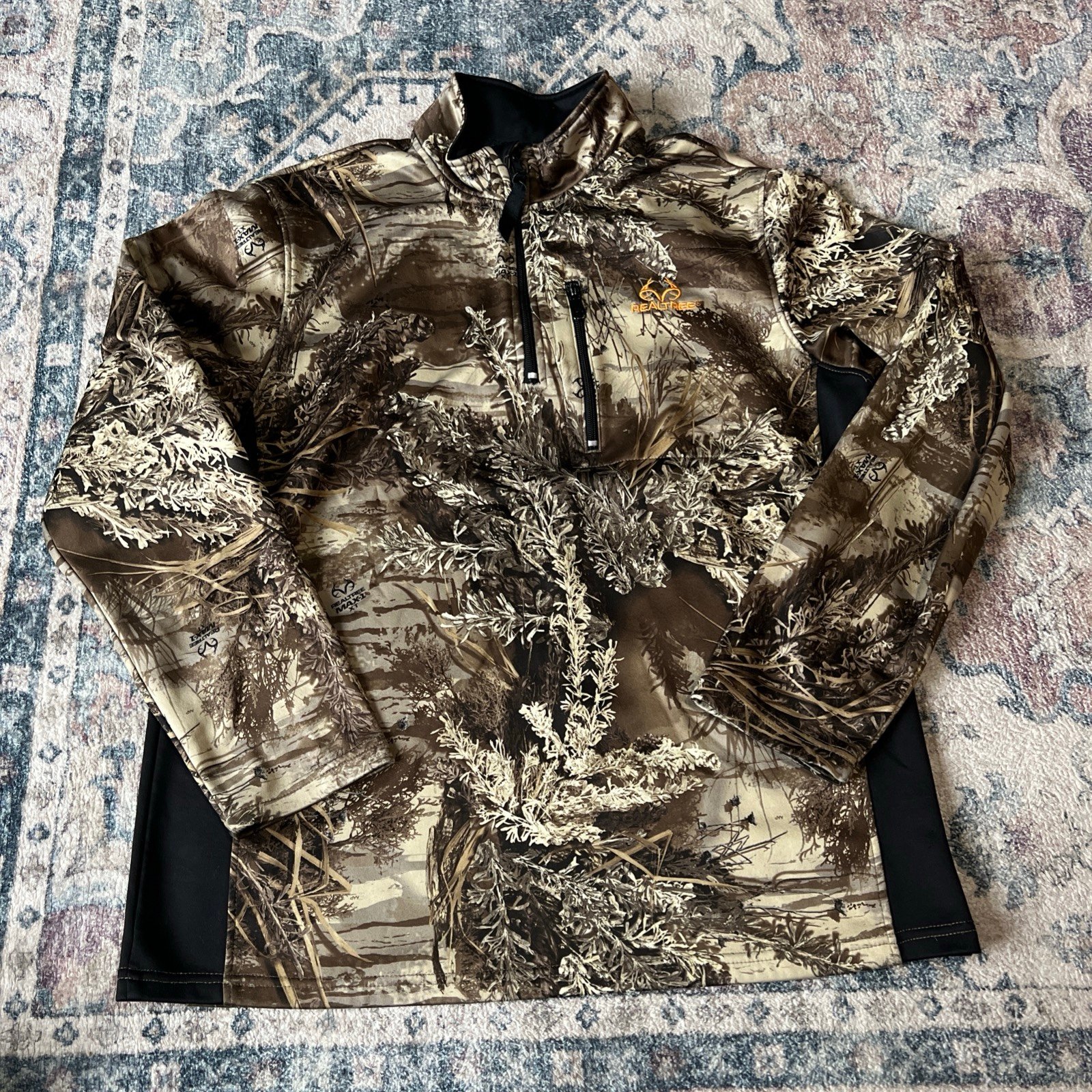 RealTree Mens Camo Green Jacket Max-1XT Long Sleeve 1/4 zip Size M Hunting