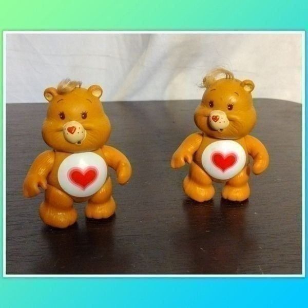 Care Bears Set Of 2 TENDERHEART BEAR Vintage 1983 Posable Vtg