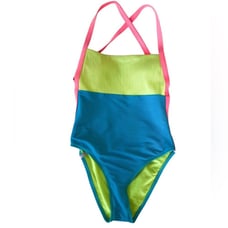 Bodyglove Tati West Retro Colorblock Crisscross High One Piece Swimsuit Medium